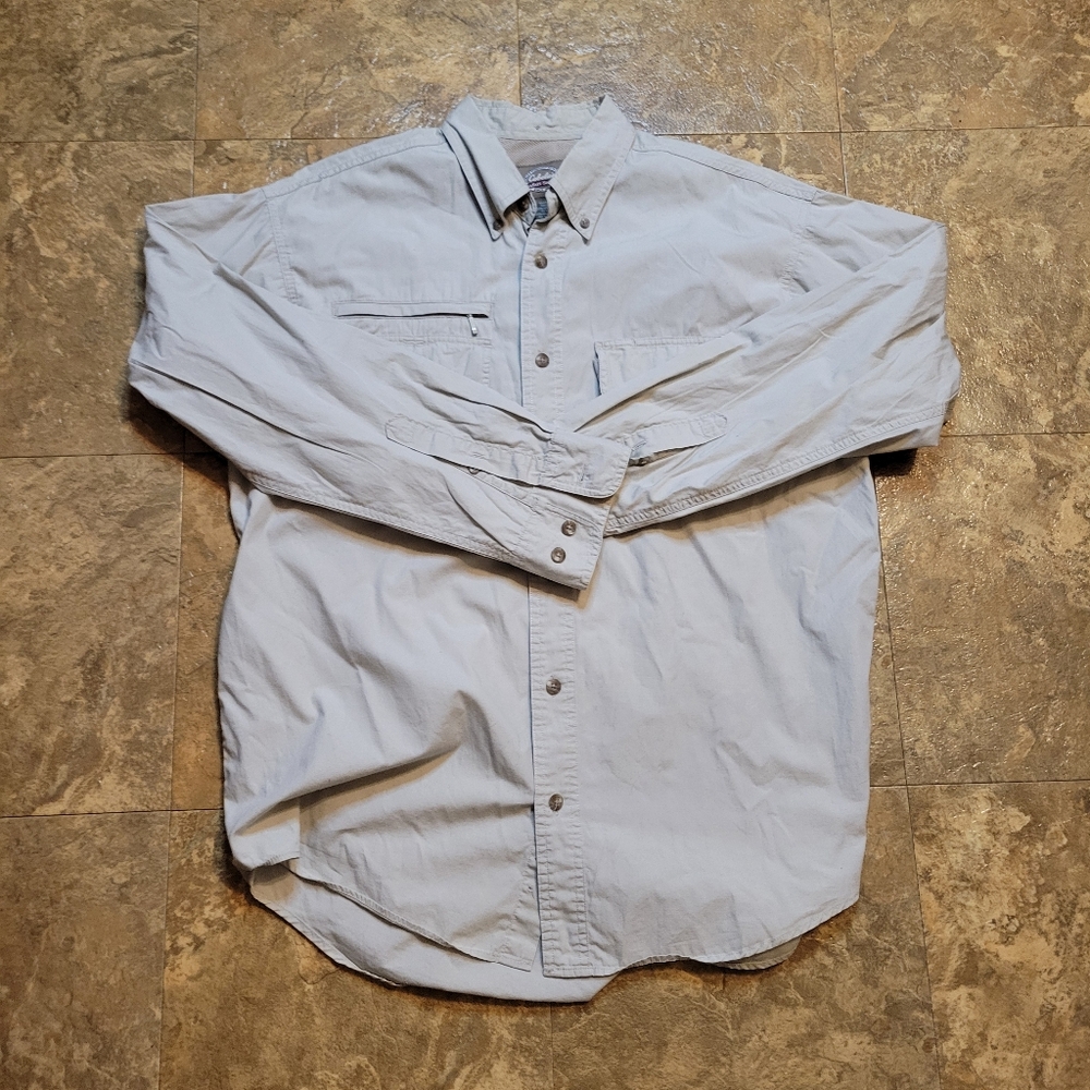 Cabela's Safari Series Shirt Mens Medium Tan Long Sleeve Fishing Hiking Vented